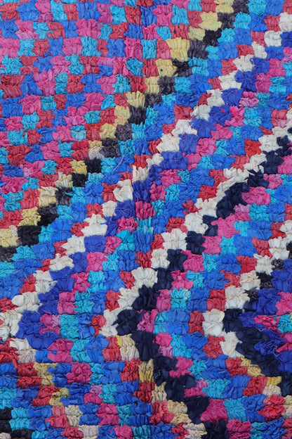 Tappeto Berber Boucherouite blu e colorato - 231 x 160 cm