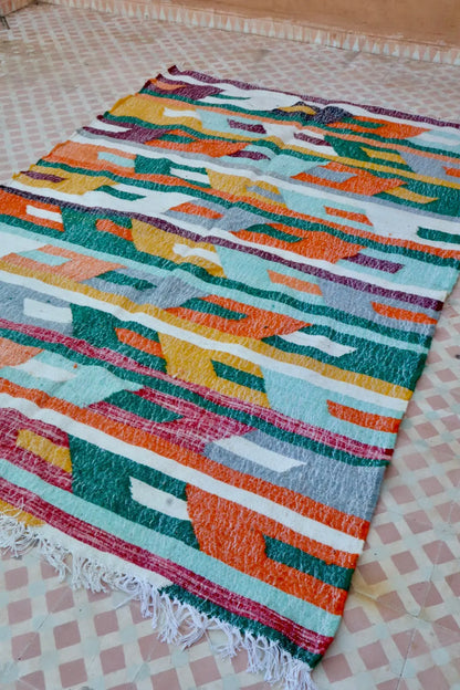 Tapis Berbère Kilim Zanafi Multicolore Moderne  - 153 x 240 Néda