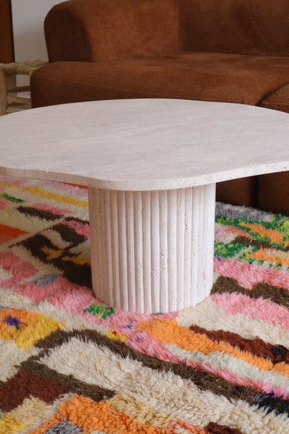 Table basse en travertin forme organique table basse en travertin moderne fait main forme arrondie organique 