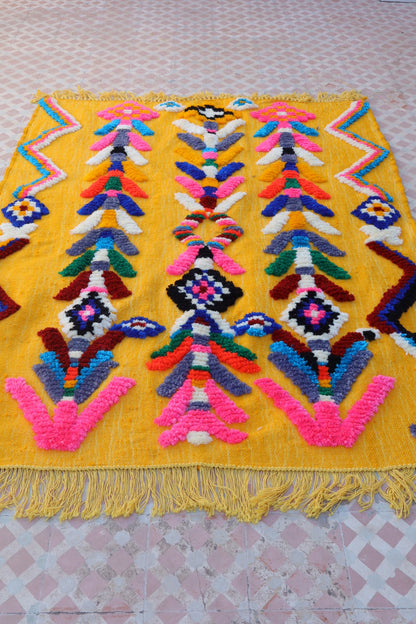 Bunter Berberteppich Sonnengelb Fluomuster- 190 x 142 cm Néda