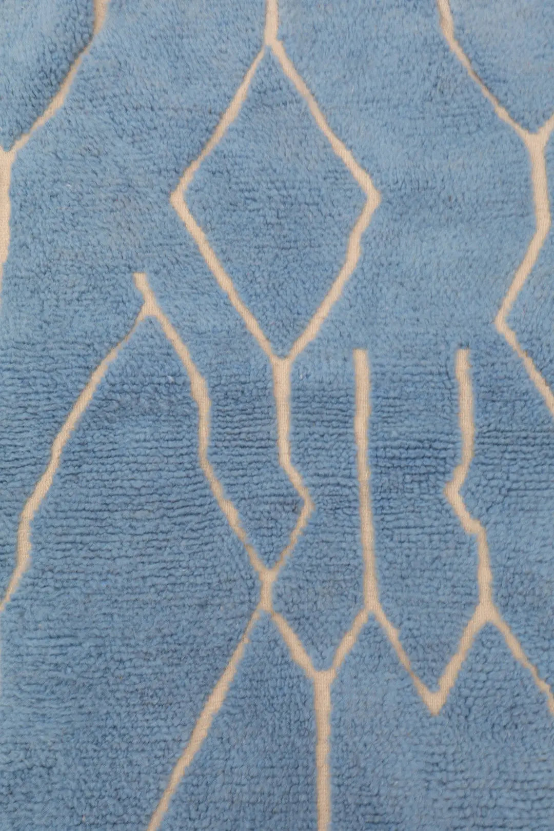 Tapis Berbère Béni Ouarain Bleu Glacier Motifs Reliefs - 152 x 100 cm Néda