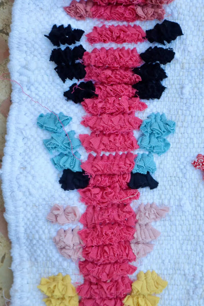 Tapis Berbère Boucherouite Coloré – Coton recyclé et lavable - 72 x 110 cm Néda