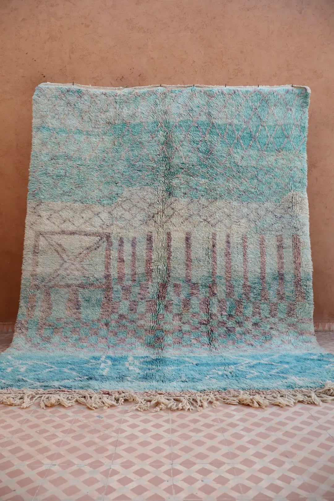 Tapis Berbère Coloré Bleu Béni Ouarain Qualité Supérieure - 290 x 212 cm Néda