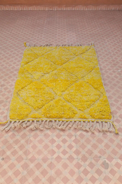 Tapis Berbère Jaune Béni Ouarain- 138 x 106 cm Néda