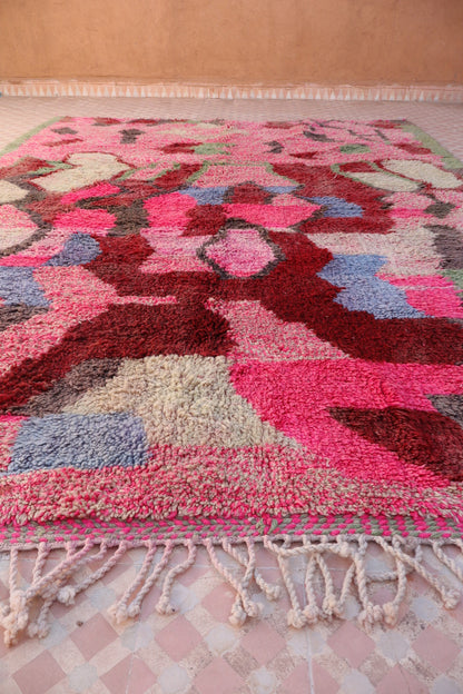 Tapis Berbère Boujad Rose Motifs Colorés - 292 x 205 cm Néda