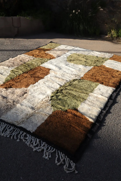 Tapis Berbère Mrirt Moderne Kaki Crème Marron - 310 x 210 cm Néda