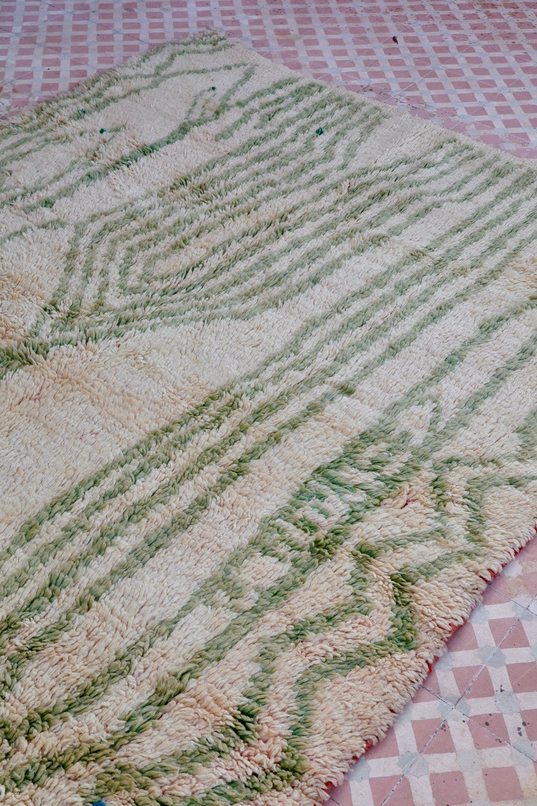 Alfombra Bereber Boujad Beige Verde Almendra y Naranja - 241 × 163 cm Néda