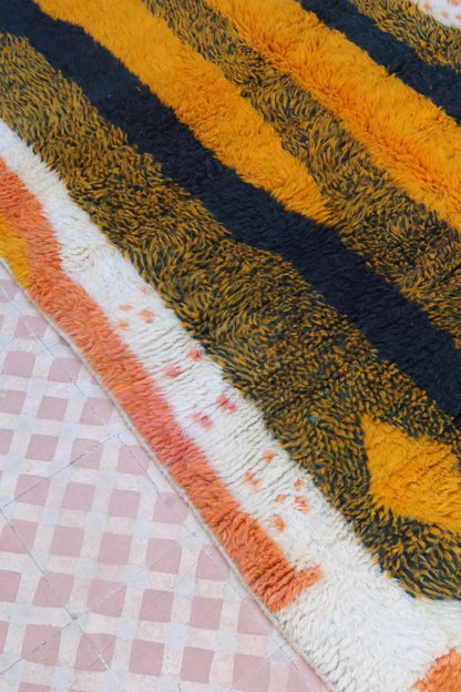 Tapis Berbère Coloré Azilal Jaune et Noir Qualité Supérieure - 258 x 156 cm Néda