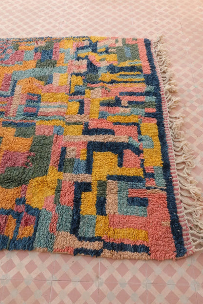 Tapis Berbère Abstrait Coloré Béni Ouarain Qualité Supérieure - Néda
