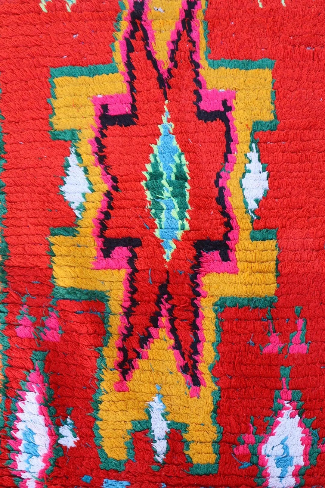 Tapis Berbère Azilal Vintage de Couloir Coloré Rouge Multicolore - 226 x 77 cm Néda