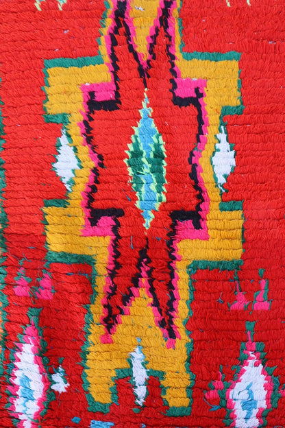 Tapis Berbère Azilal Vintage de Couloir Coloré Rouge Multicolore - 226 x 77 cm Néda