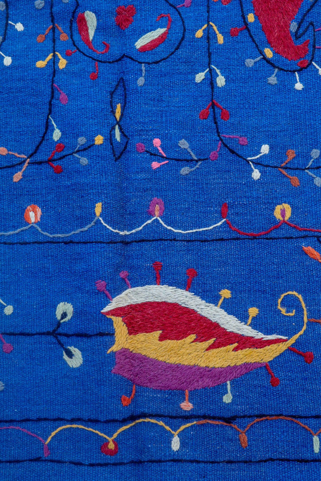 Kilim Afghaanse Suzani Blue Multicolor - 232 x 162 cm tapijt