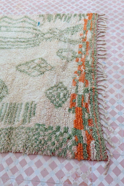 Alfombra Bereber Boujad Beige Verde Almendra y Naranja - 241 × 163 cm Néda