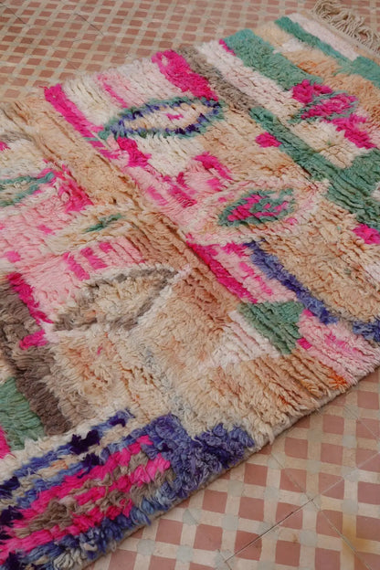 Alfombra Bereber Boujad Colorida Beige Turquesa Rosa - 233 × 142 cm Néda
