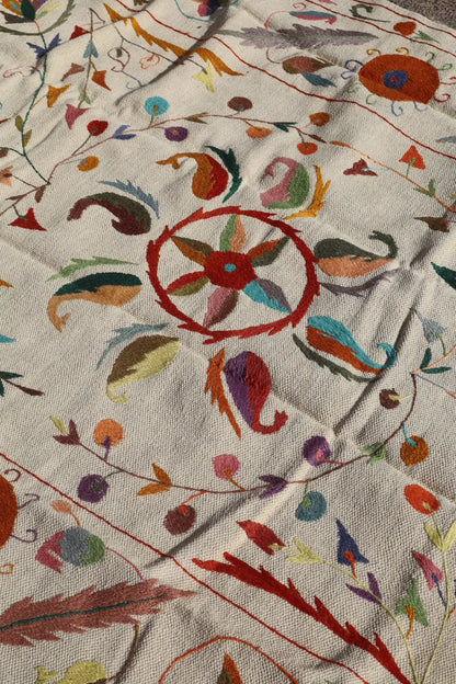 Tapis Kilim Suzani Blanc Multicolore – 238 x 159 cm Néda