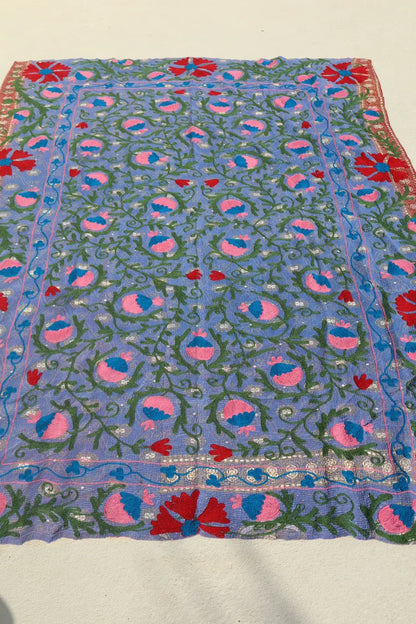 Kantha Suzani indien Brodé Multicolore Lilas– Coton Néda