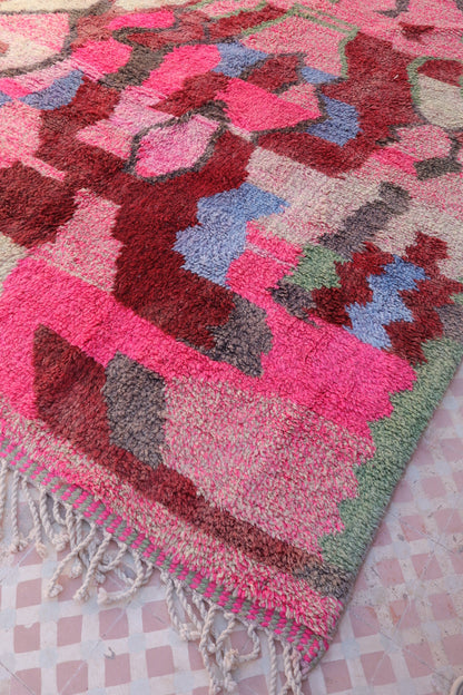 Tapis Berbère Boujad Rose Motifs Colorés - 292 x 205 cm Néda