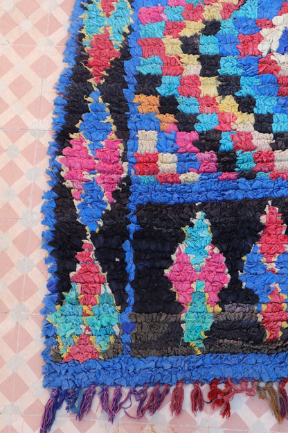 Berber boucherouite blue and colorful carpets - 231 x 160 cm