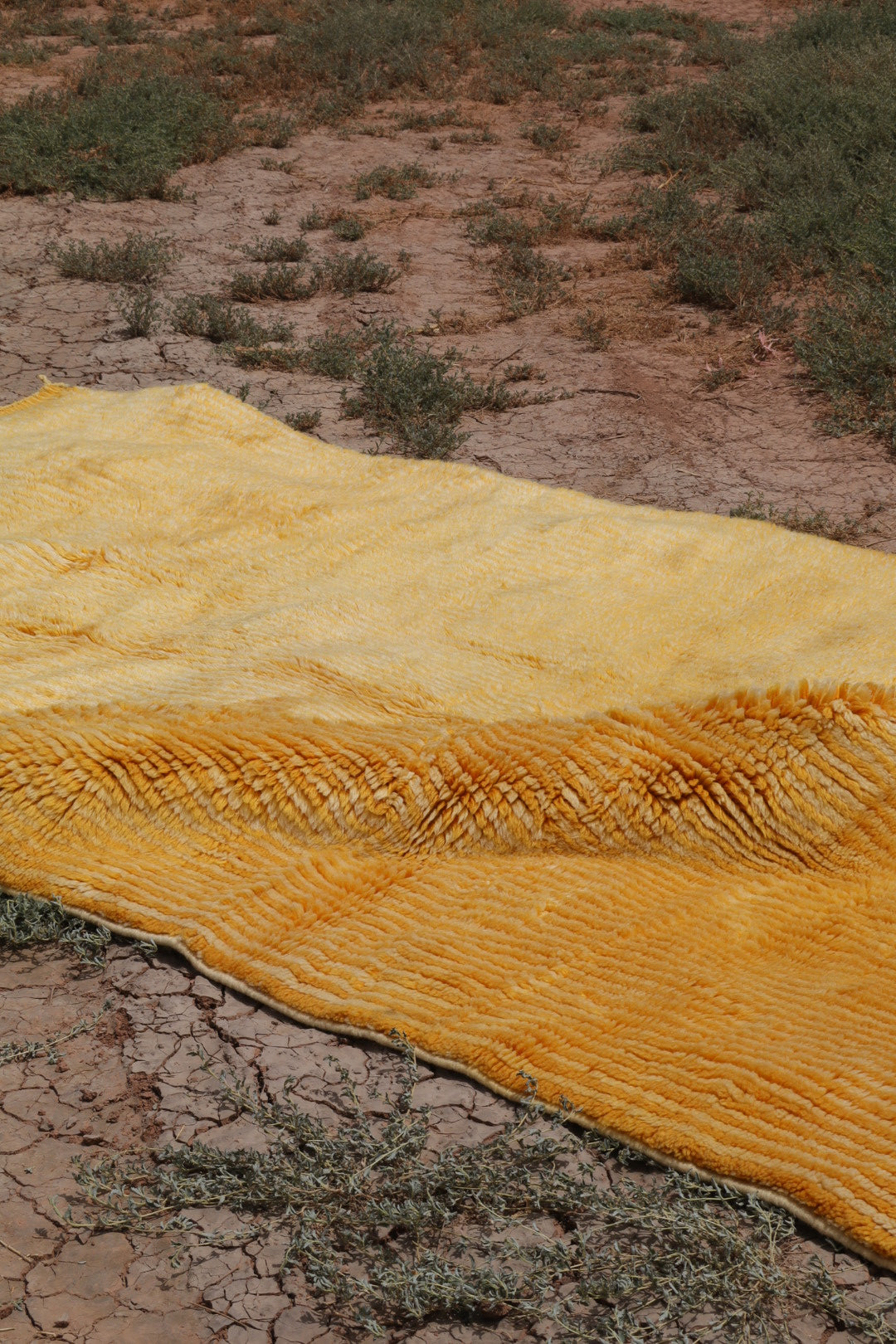 Alfombra bereber Mrirt Color Amarillo Dorado - 298 x 196 cm