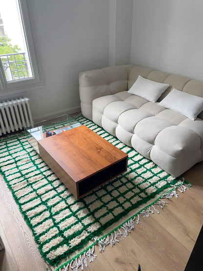 Tapis Berbère Azilal à Damiers Inversés Vert et Crème - PRÉCOMMANDE