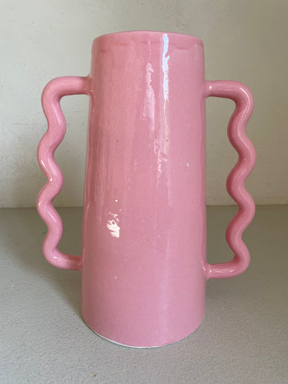 Vase abstrait en céramique rose