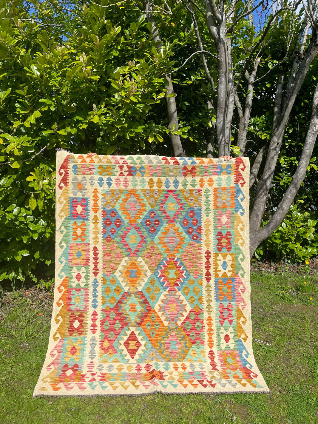 Tapis Kilim Afghan Super Kelim - 250 X 192 Cm - Tissé Main Laine Et Coton - Style Oriental Traditionnel
