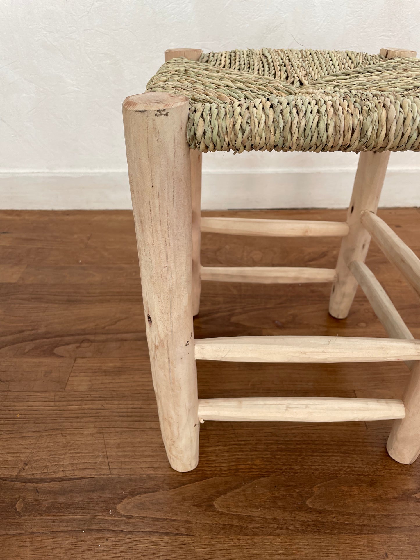 Moroccan Berber wooden and wicker stool