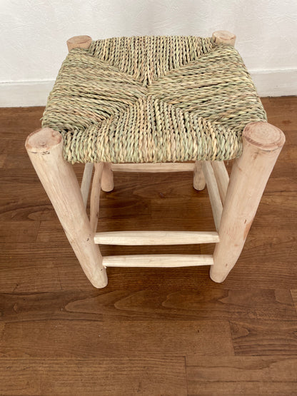 Moroccan Berber wooden and wicker stool